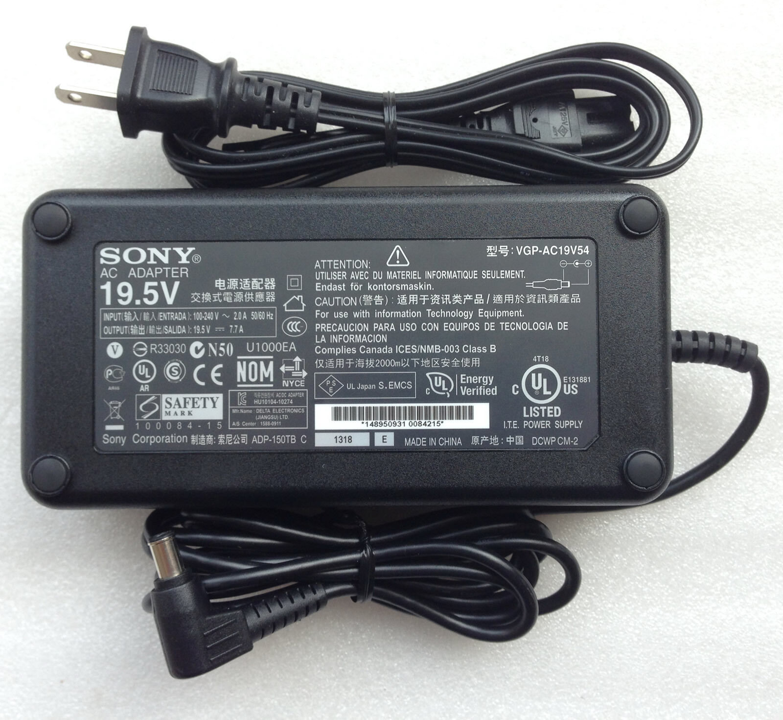 New Sony VGP-AC19V54 19.5V 7.7A 150W AC/DC Adapter for Sony Vaio SVL2413V1E PCG-21514L Desktop PC